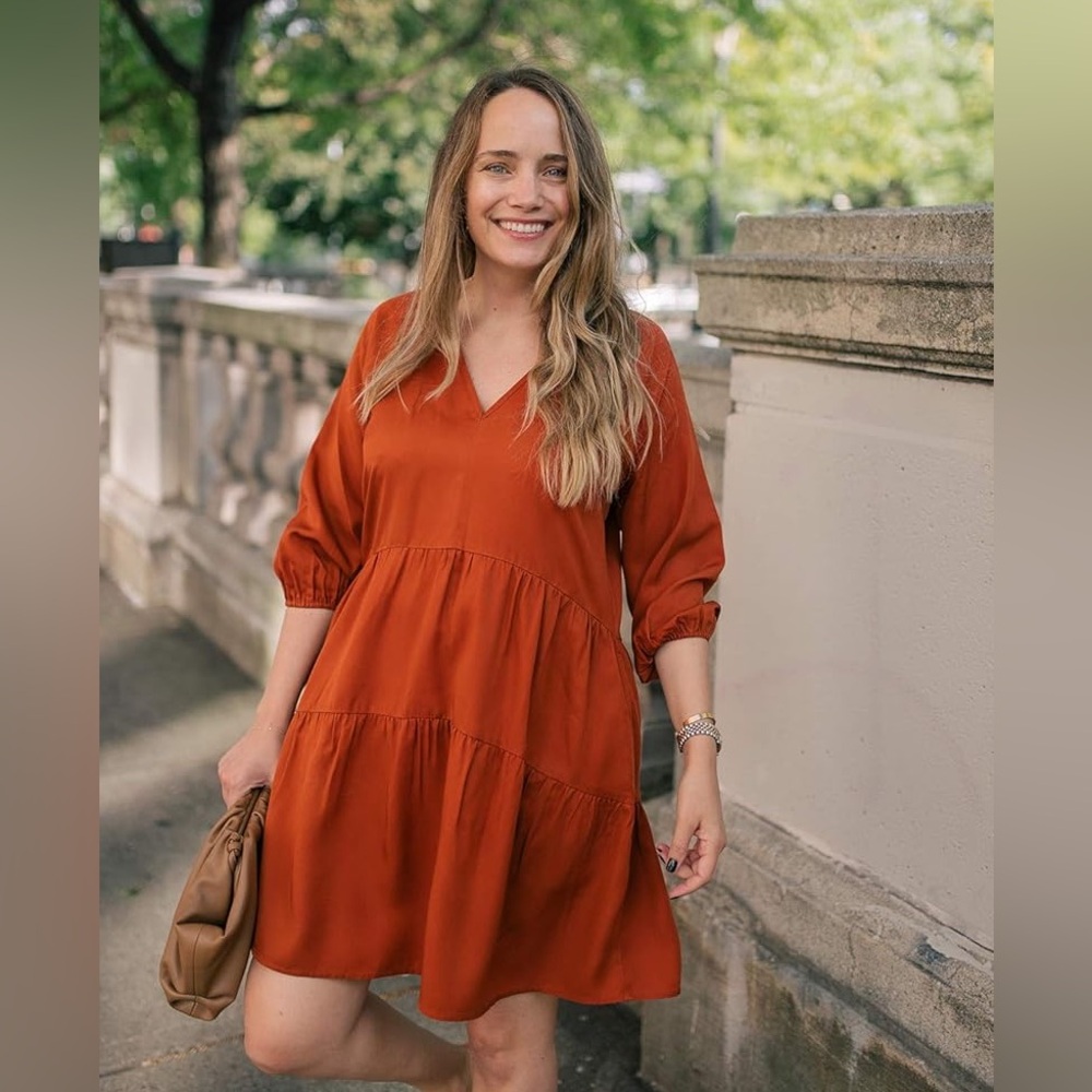 The Drop Women's Cinnamon Raglan Sleeve Tiered Dress by @graceatwood Size XSmall